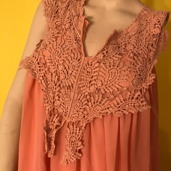 Halloween Orange Vintage Chiffon & Lace Midi Dress - Picture 4 of 10